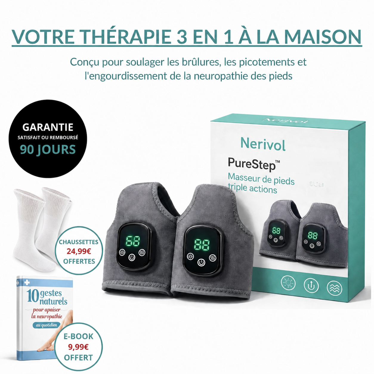 Purestep - Masseur neuropathie plantaire à triples actions